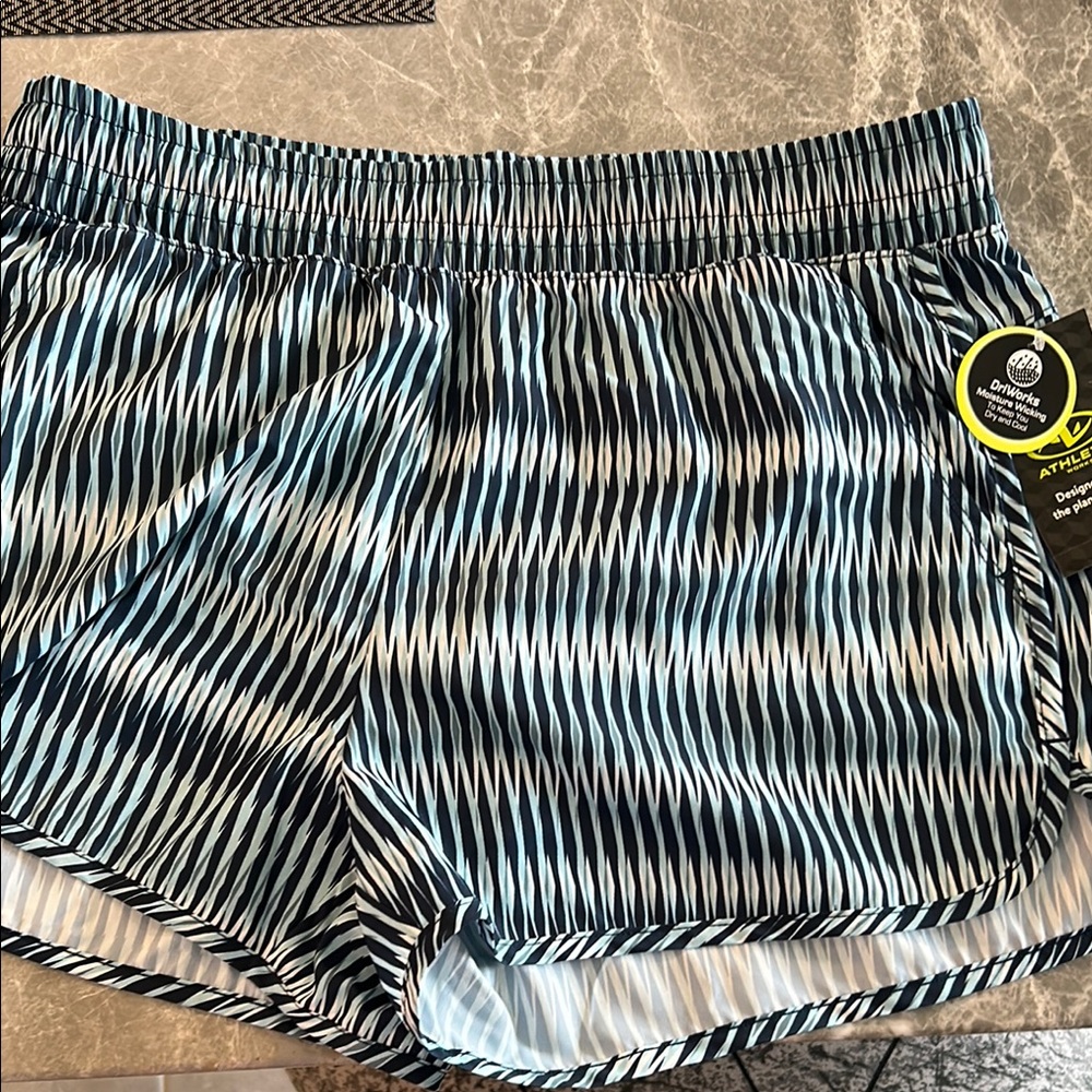 Athletic Works Black and White Geometric Athletic Shorts